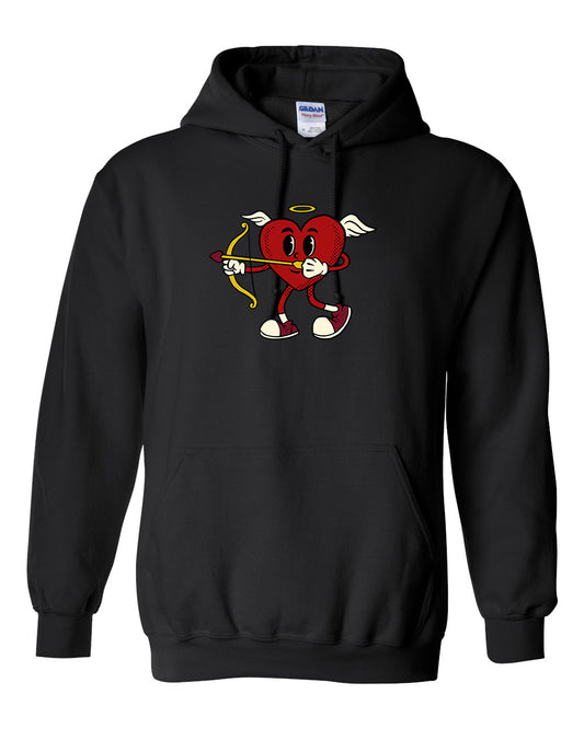 "Heart Cupid's Embrace" Valentine's Day Pullover Heavy Blend Hoodie 50/50 Cotton Polyester