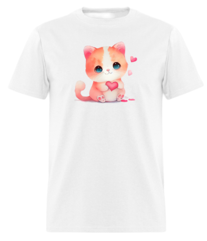 "Kitten Hearts" Valentine's Day Short Sleeve T-Shirt 50/50 Cotton Polyester DryBlend