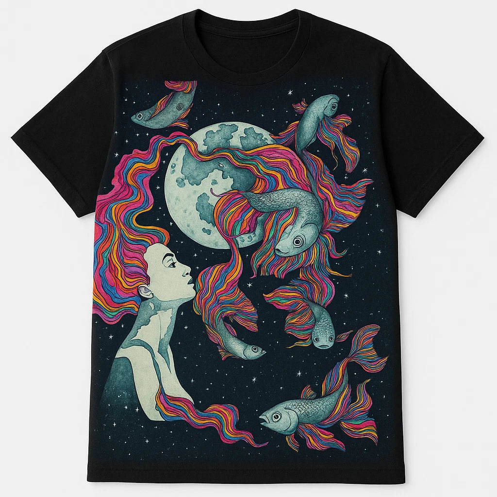 Psychedelic Moonlight T-Shirt 100% Cotton