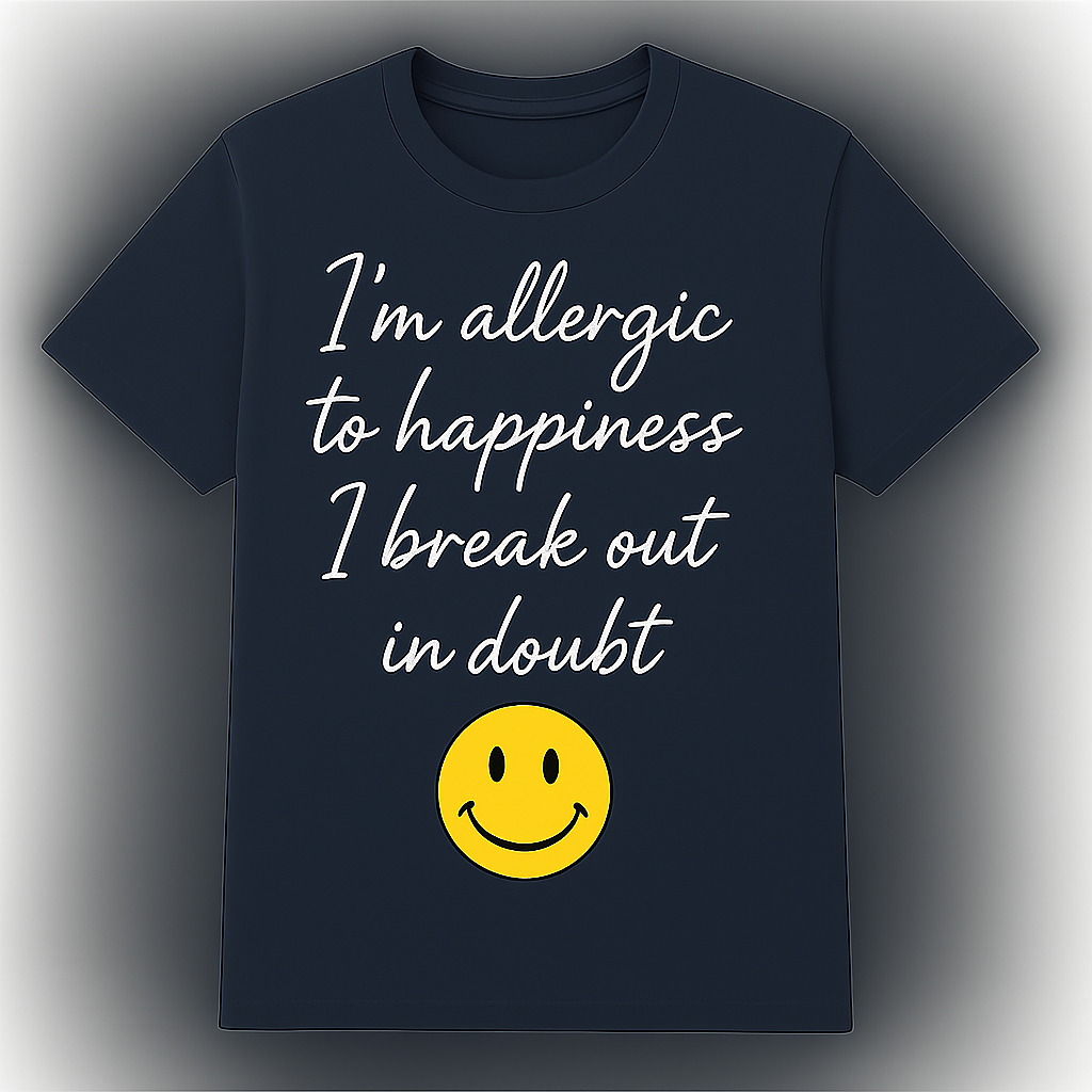 "Allergic to Happiness"Funny T-Shirt