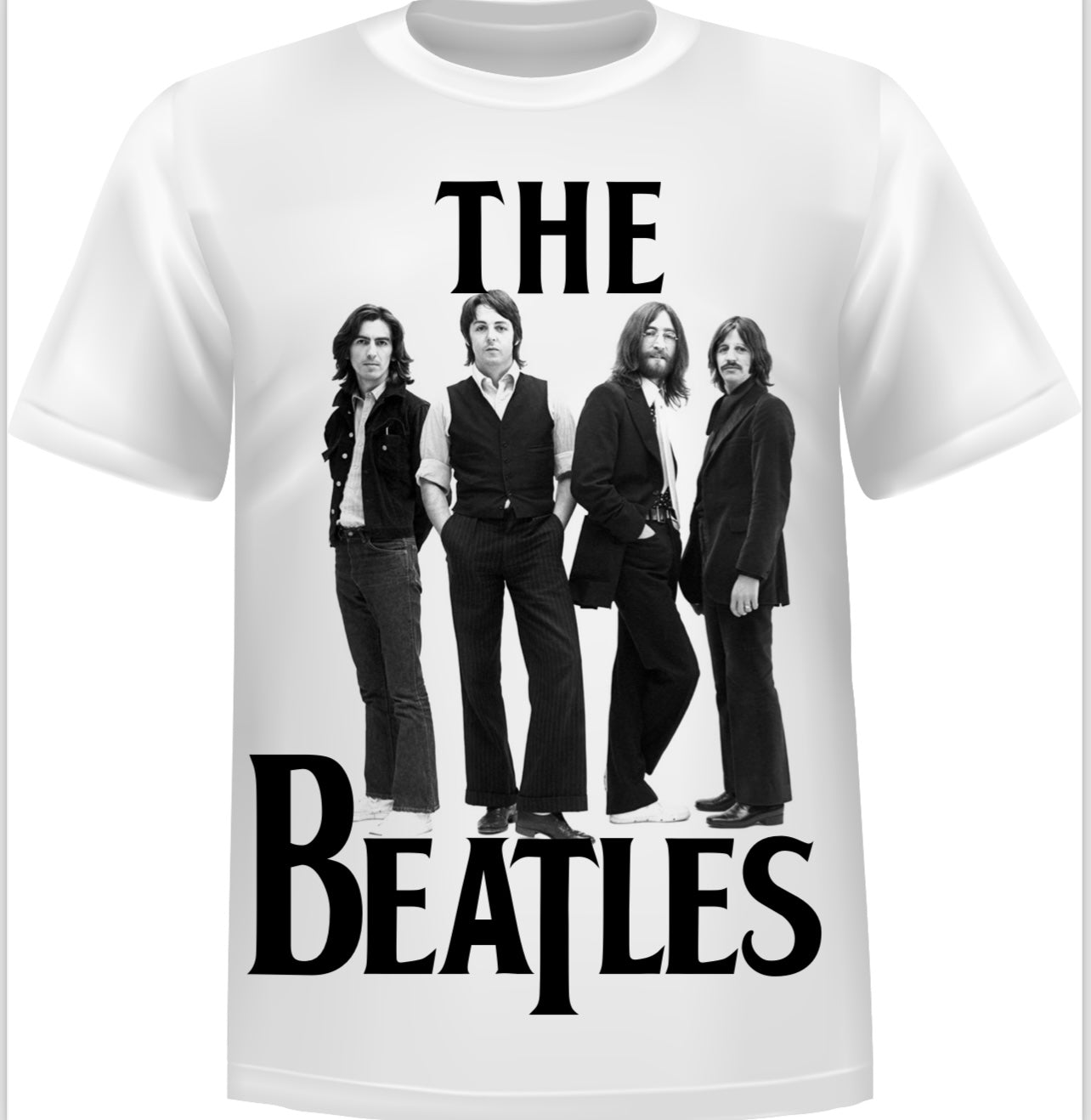 THE BEATLES - Iconic design showcasing the Beatles standing together. CLASSIC GRAPHIC TSHIRT