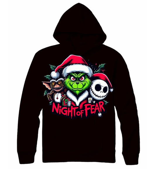 “NIGHT OF FEAR” - Christmas Holiday GRAPHIC Cotton Sweatshirt Hoodie