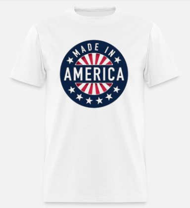 Made in USA Sticker Short Sleeve T-Shirt 100% Cotton