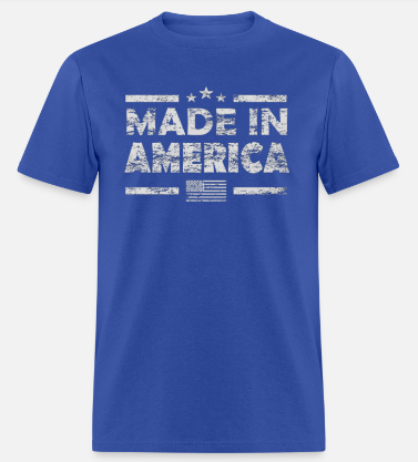 MADE IN AMERICA Short Sleeve T-Shirt 100% Cotton