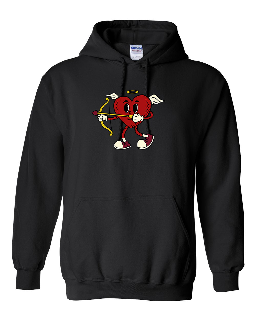 "Heart Cupid's Embrace" Valentine's Day Pullover Heavy Blend Hoodie 50/50 Cotton Polyester