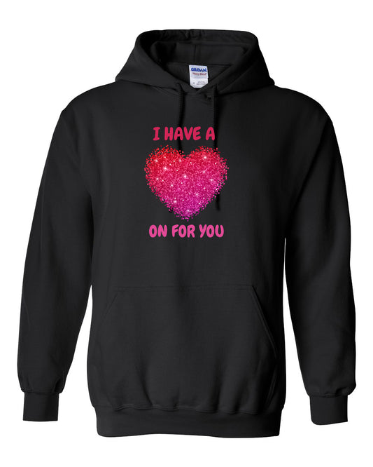 "Heart On For You" Valentine's Day Pullover Heavy Blend Hoodie 50/50 Cotton Polyester