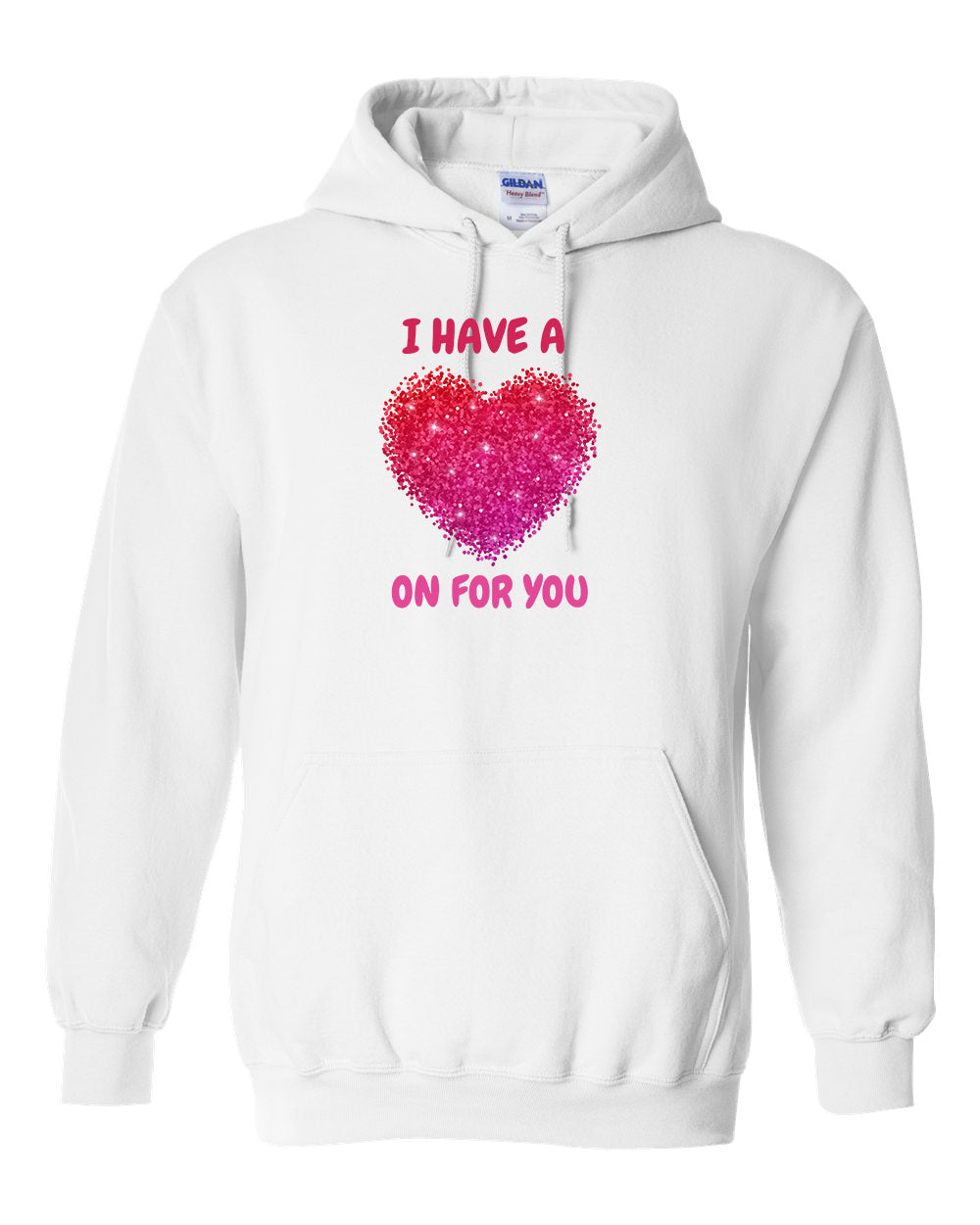 "Heart On For You" Valentine's Day Pullover Heavy Blend Hoodie 50/50 Cotton Polyester