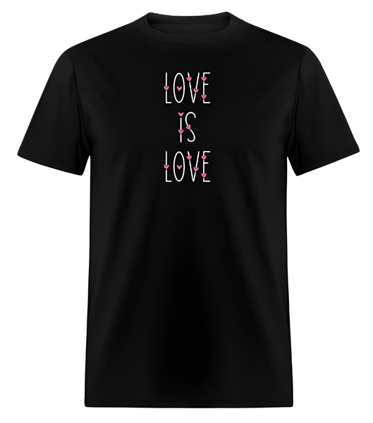"Love is Love" Valentine's Day Short Sleeve T-Shirt 50/50 Cotton Polyester DryBlend