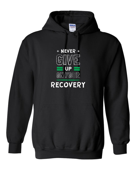 "Never Give Up" Pullover Heavy Blend Hoodie 50/50 Cotton Polyester