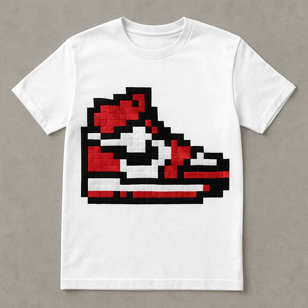 Shirt to Match Red White Black Retro 1 Pixelated Sneakers Generic T-Shirt