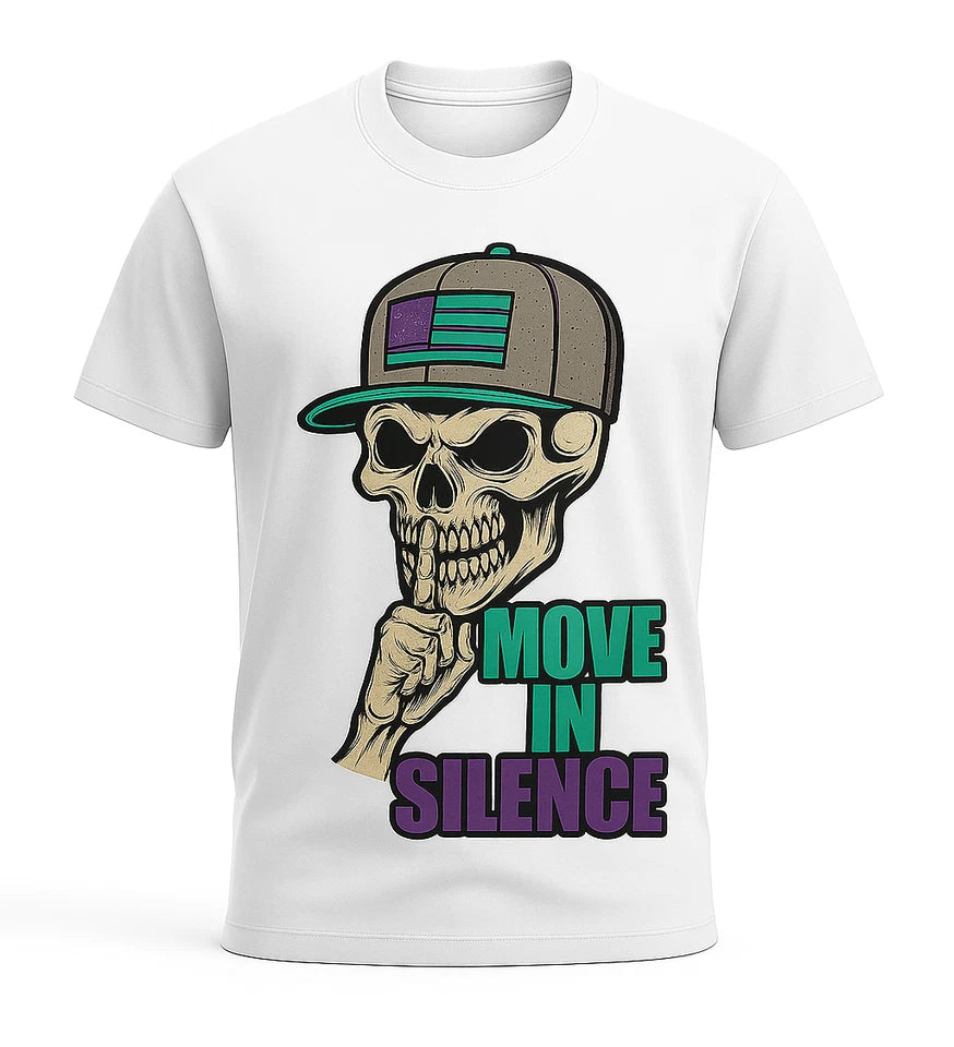 Shirt to Match Retro 5 "Grape" Sneakers "Move In Silence" Skull Generic T-Shirt