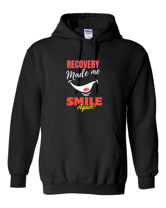 "Recovery Made Me Smile Again" Pullover Heavy Blend Hoodie 50/50 Cotton Polyester