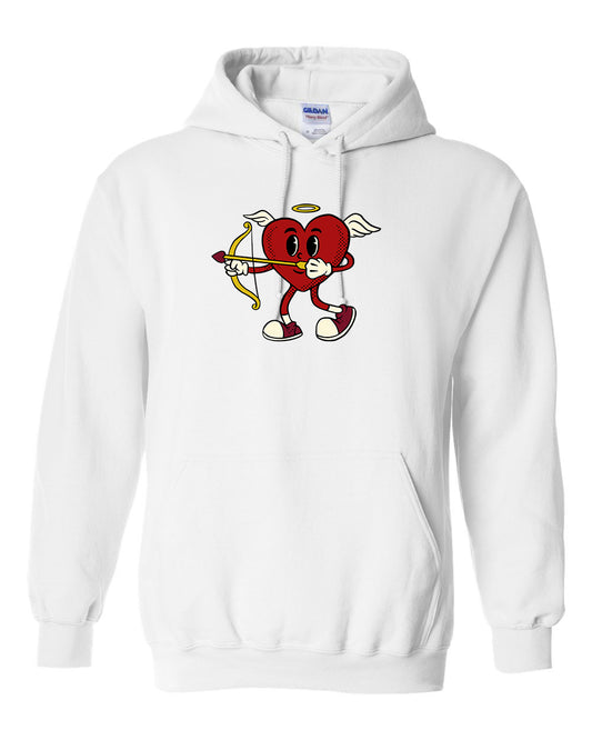 "Heart Cupid's Embrace" Valentine's Day Pullover Heavy Blend Hoodie 50/50 Cotton Polyester