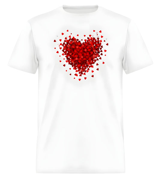 "Love in Every Heartbeat" Valentine's Day Short Sleeve T-Shirt 50/50 Cotton Polyester DryBlend